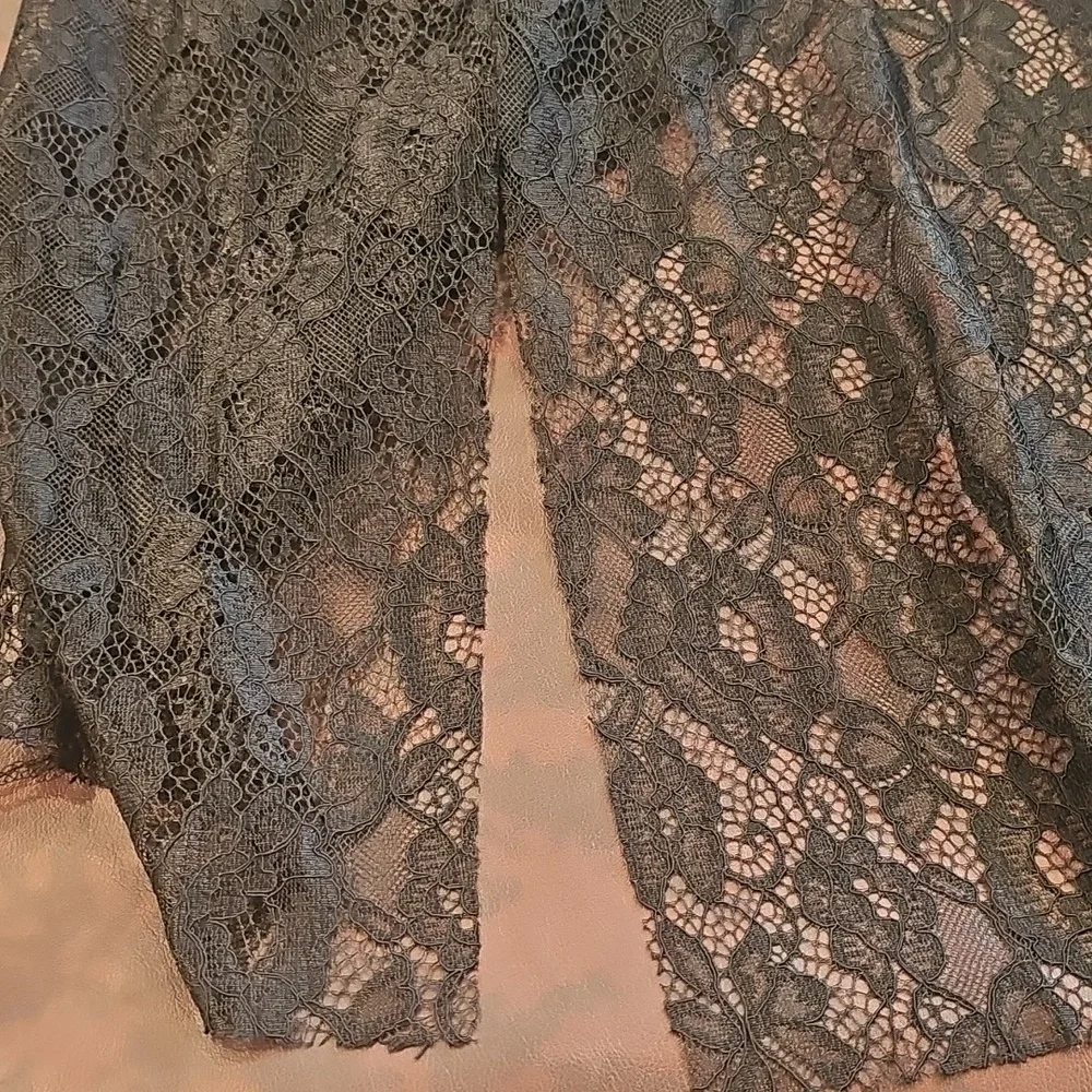 B1 Black Tank Top Solid Lace Spaghetti Strap Dual Leg Split Sexy Top Dress Sz M - Picture 7 of 7